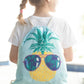 Bolso de espalda en tela, color celeste con diseño Piña - The Gift Shop Costa Rica