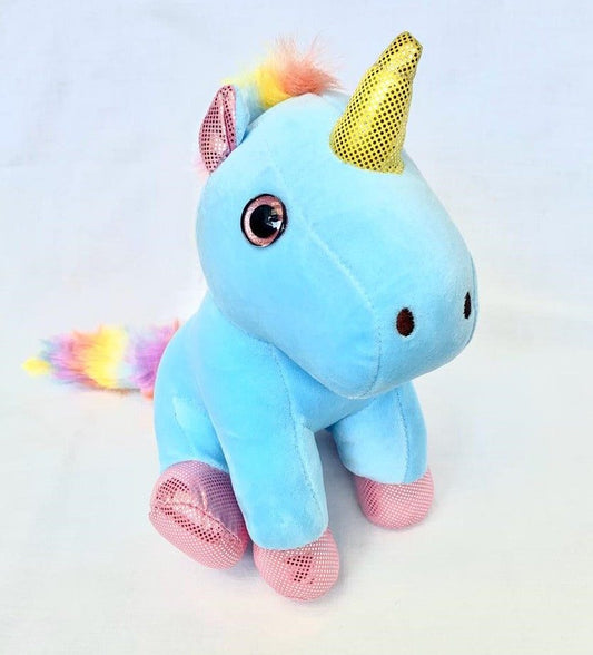 Unicornio de peluche color celeste