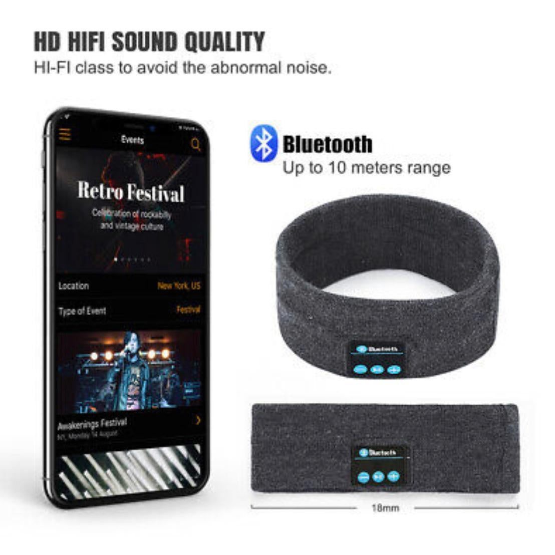 Vincha/Banda para hacer ejercicio con Bluetooth 5.0 - Gris Oscuro - The Gift Shop Costa Rica