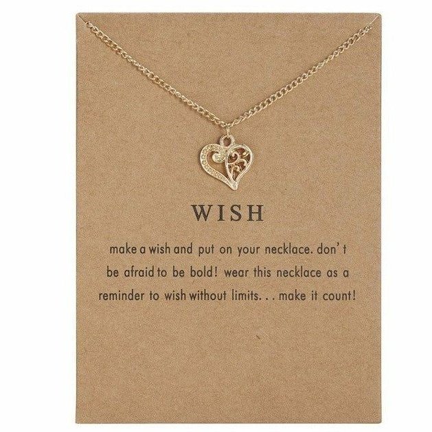 Collar dorado "Wish" Deseo con dije corazón