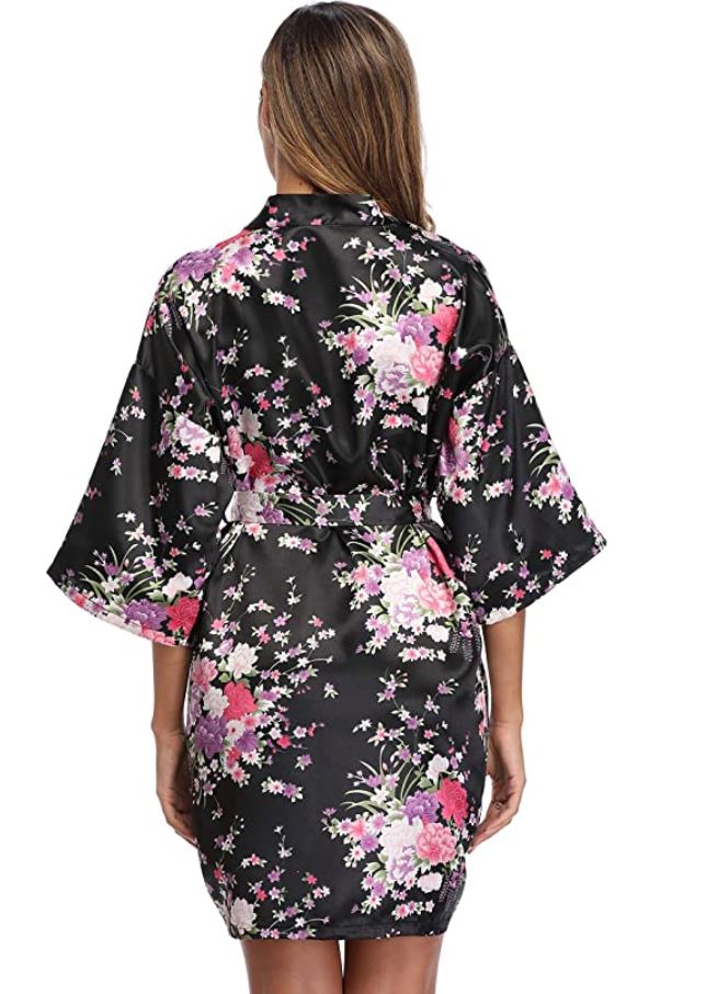 Bata corta, estilo Kimono para mujer, con manga 3/4, talla L
