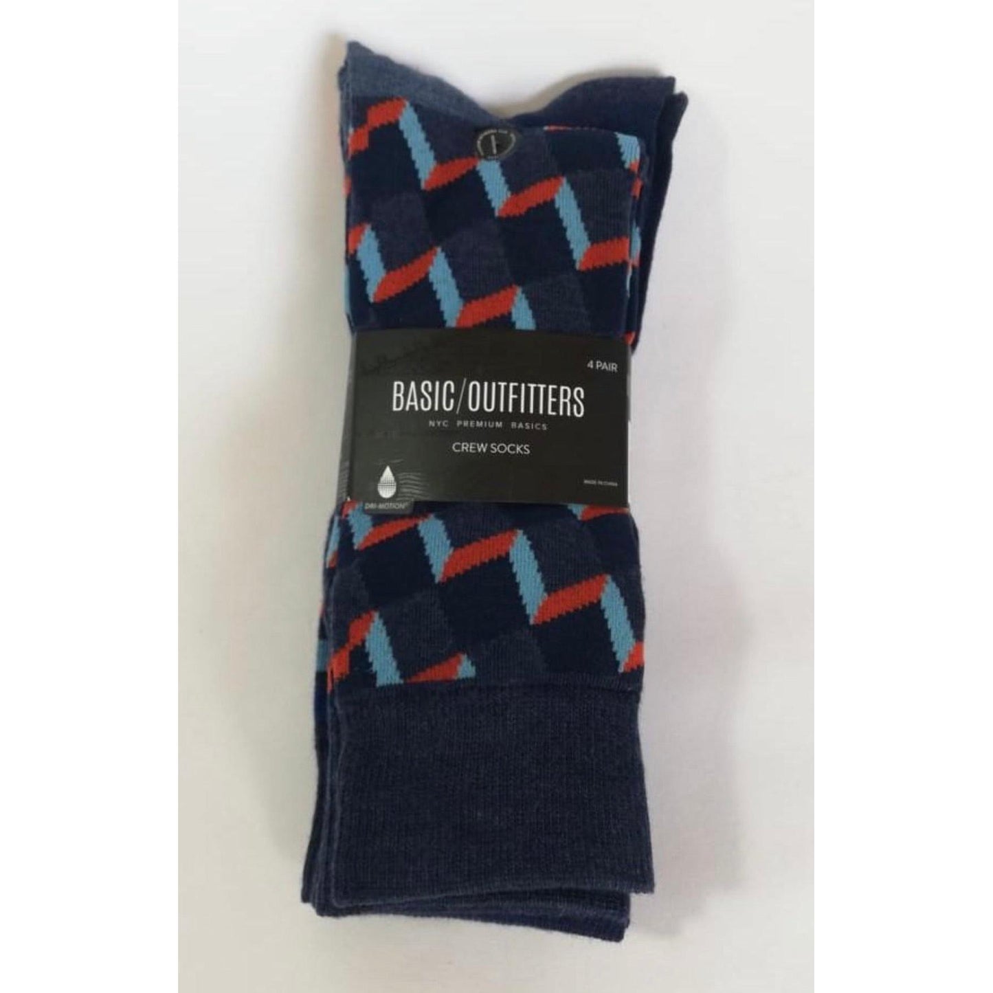 Medias de Hombre - Basic outfitters - 4 pares azul oscuro con estampado (Dry Motion) - The Gift Shop Costa Rica