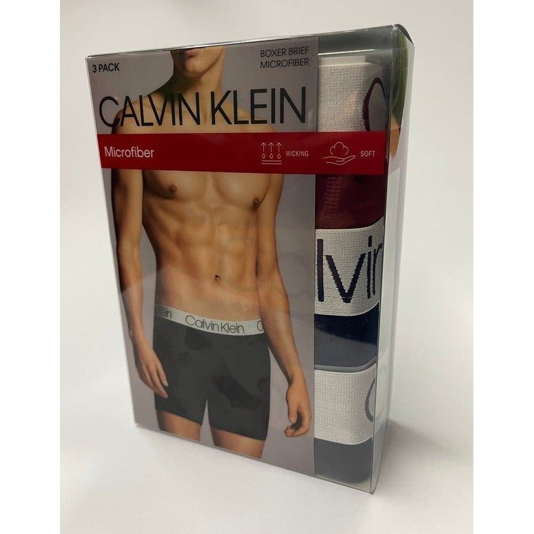 Boxer Calvin Klein, Microfibra, unid, color: rojo, azul gris