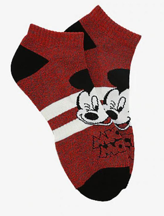 Medias de Mickey Mouse, color rojo con gris.
