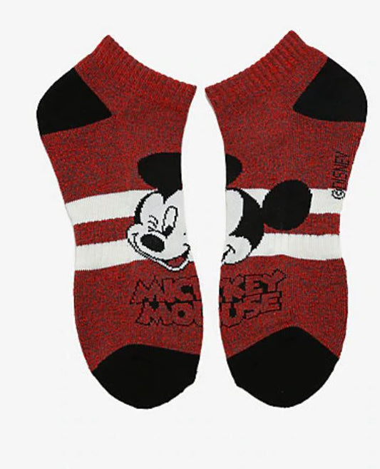 Medias de Mickey Mouse, color rojo con gris.