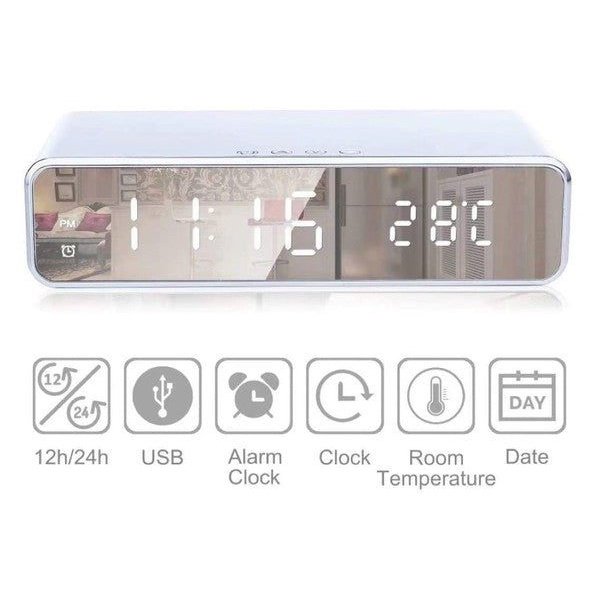 Reloj digital despertador con cargador inalámbrico Qi de W.