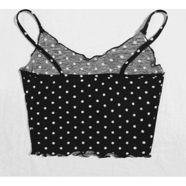 Top de tirantes, color: negro con puntos blancos.