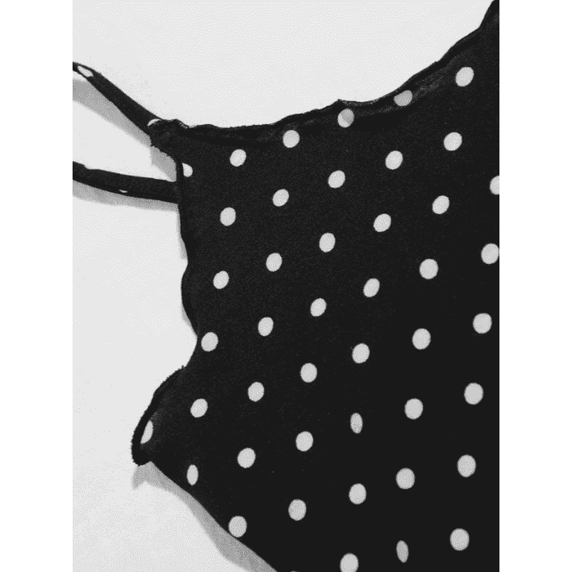 Top de tirantes, color: negro con puntos blancos.
